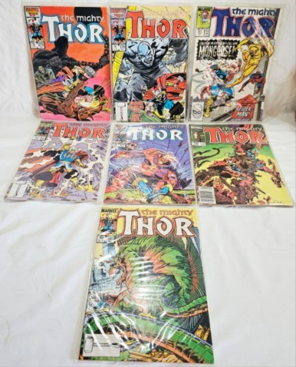 7 Vtg Marvel The Mighty Thor Mixed Lot Comic Books 340,341,375,376,377,378,391